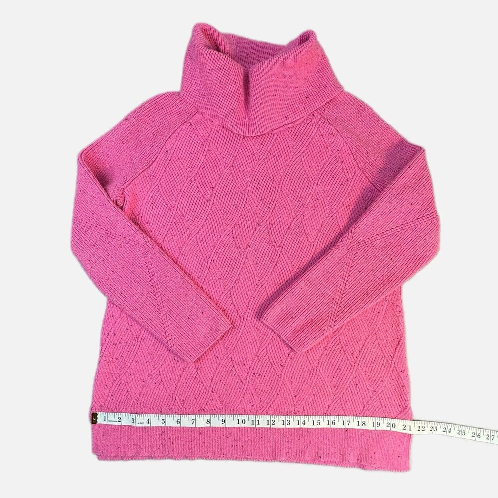 TALBOTS Cowl Knit Sweater Sz Large Pink Speckled Knit Cotton Blend Diamond Tweed - Picture 11 of 13